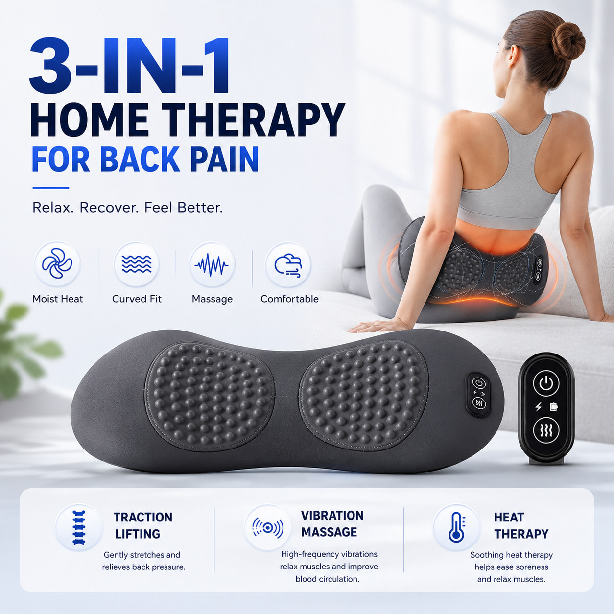 Image of 3-in-1 Heat Vibration Back Massager