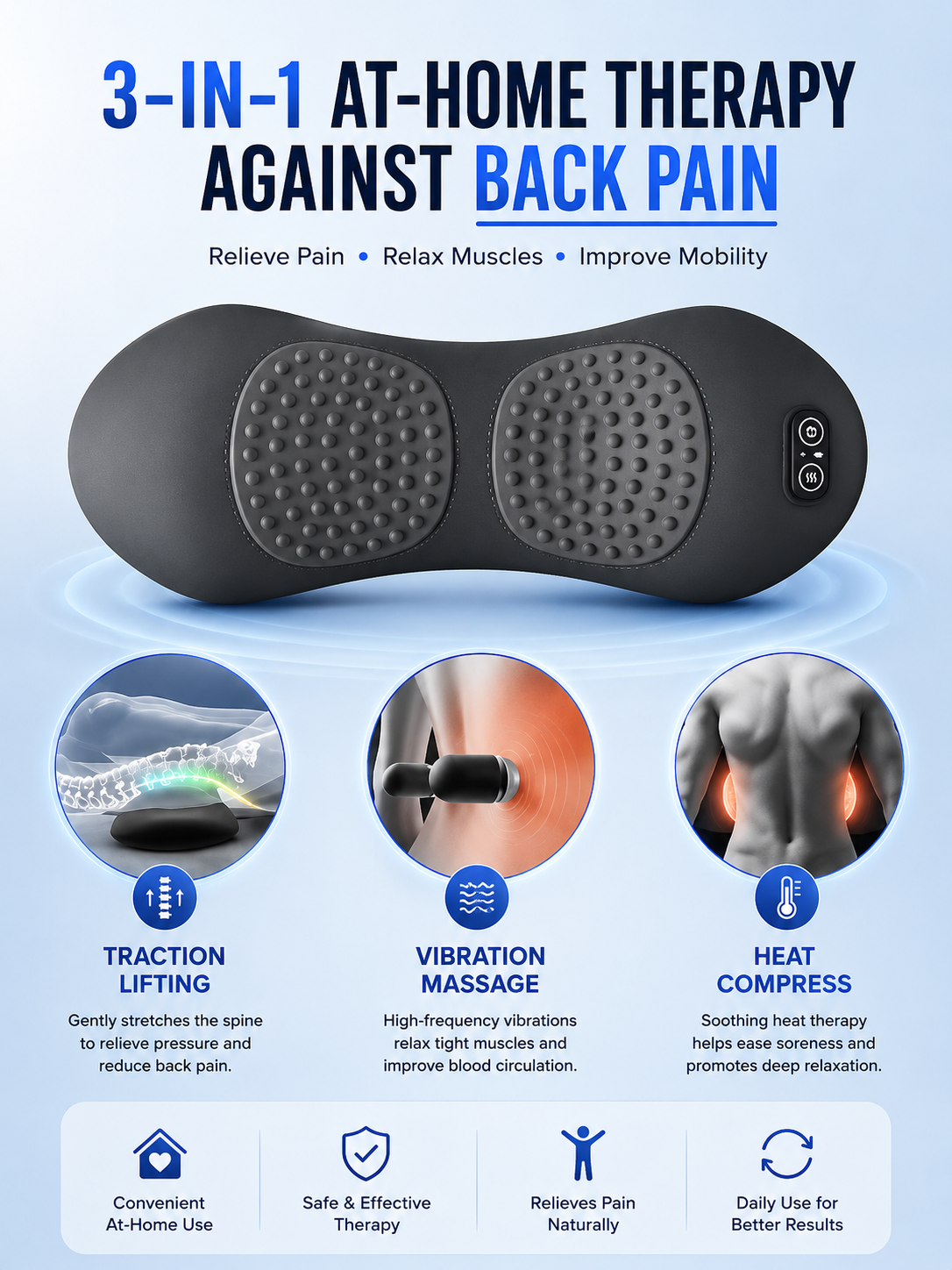 Image of 3-in-1 Heat Vibration Back Massager